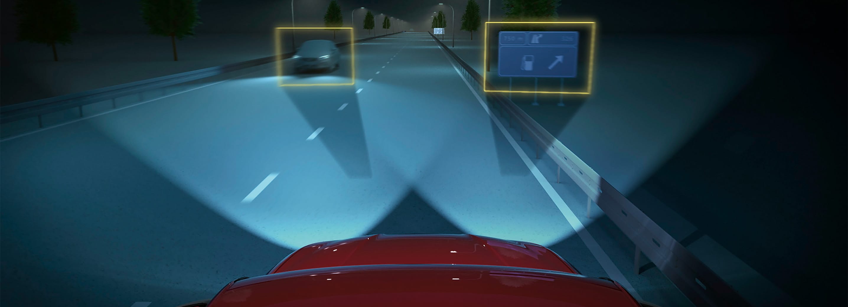 I fari LED Matrix della Seat Leon dimostrano la tecnologia avanzata impiegata per migliorare la sicurezza, tra cui la chiamata di emergenza automatica in caso di incidente.