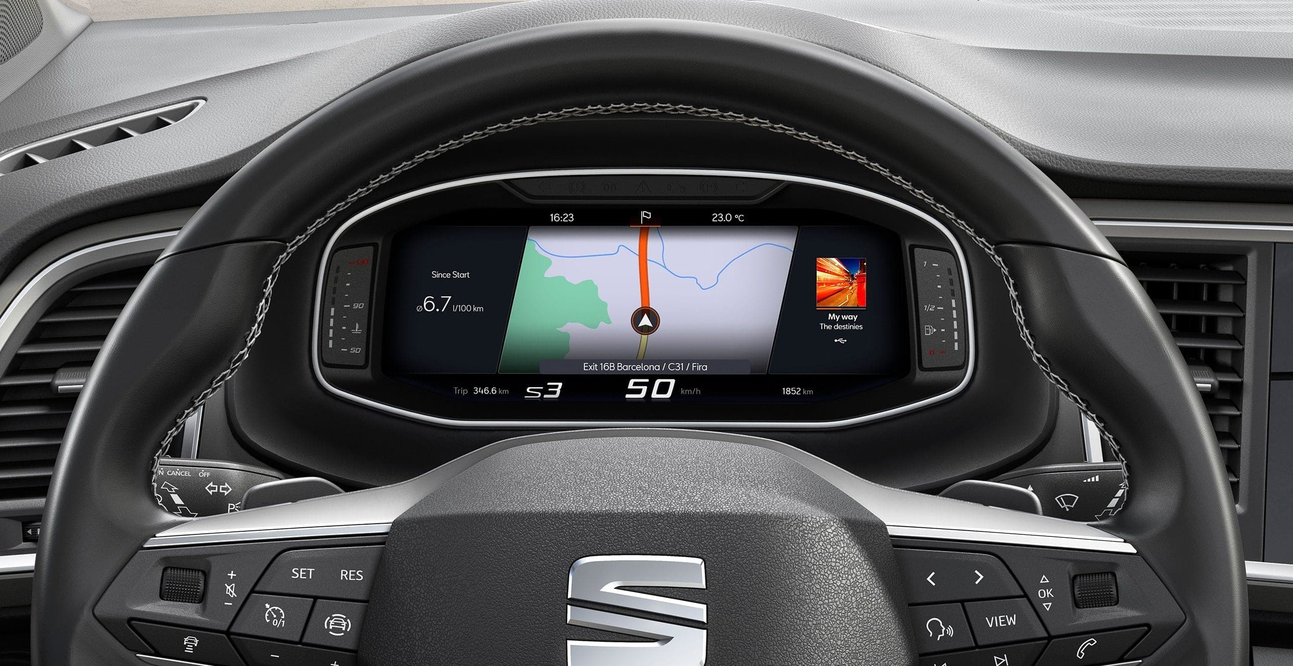 SEAT Ateca suv detailed view of digital cockpit navigation system