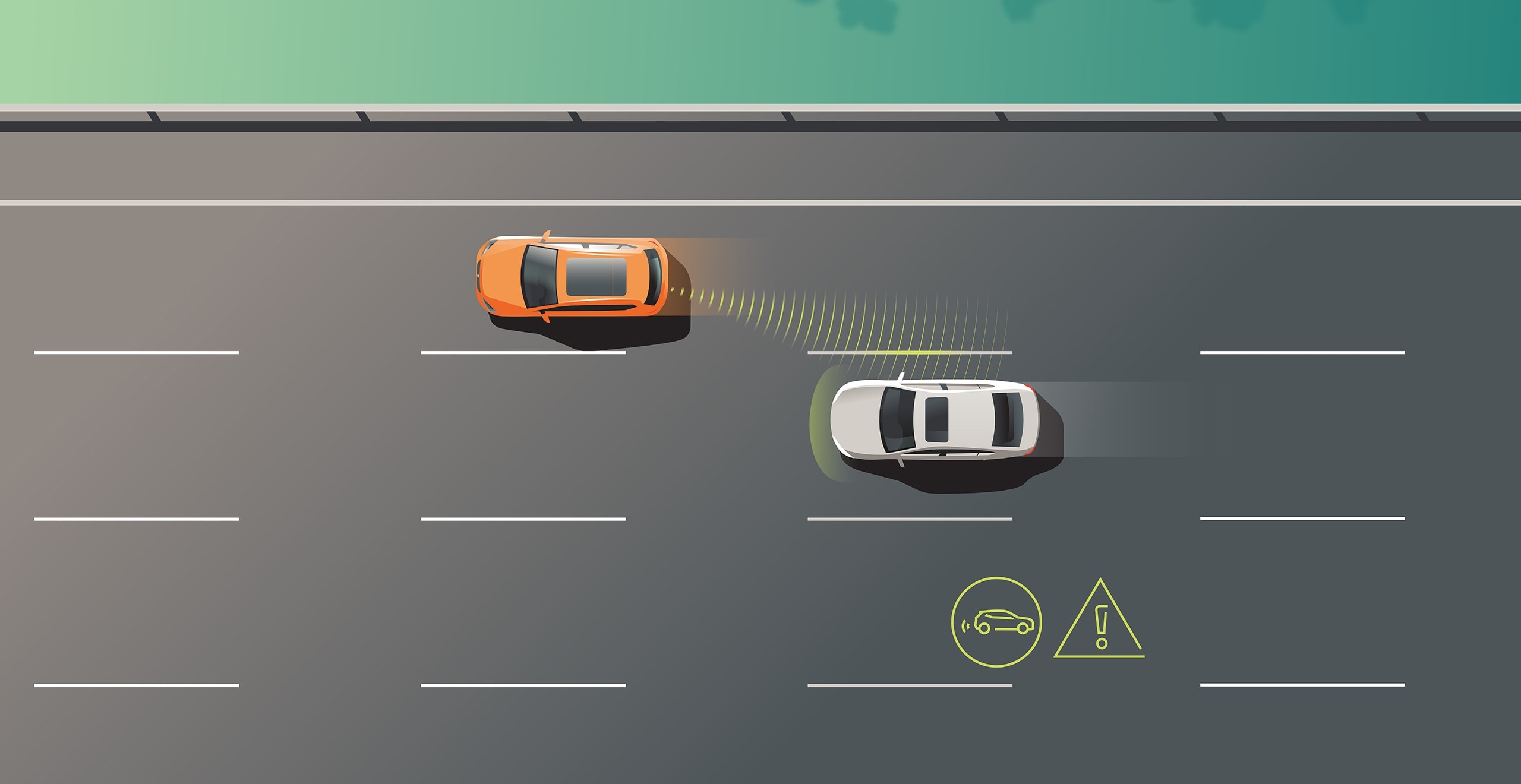 Nuova SEAT Leon Sportstourer illustrazione del blind spot detection dall’alto