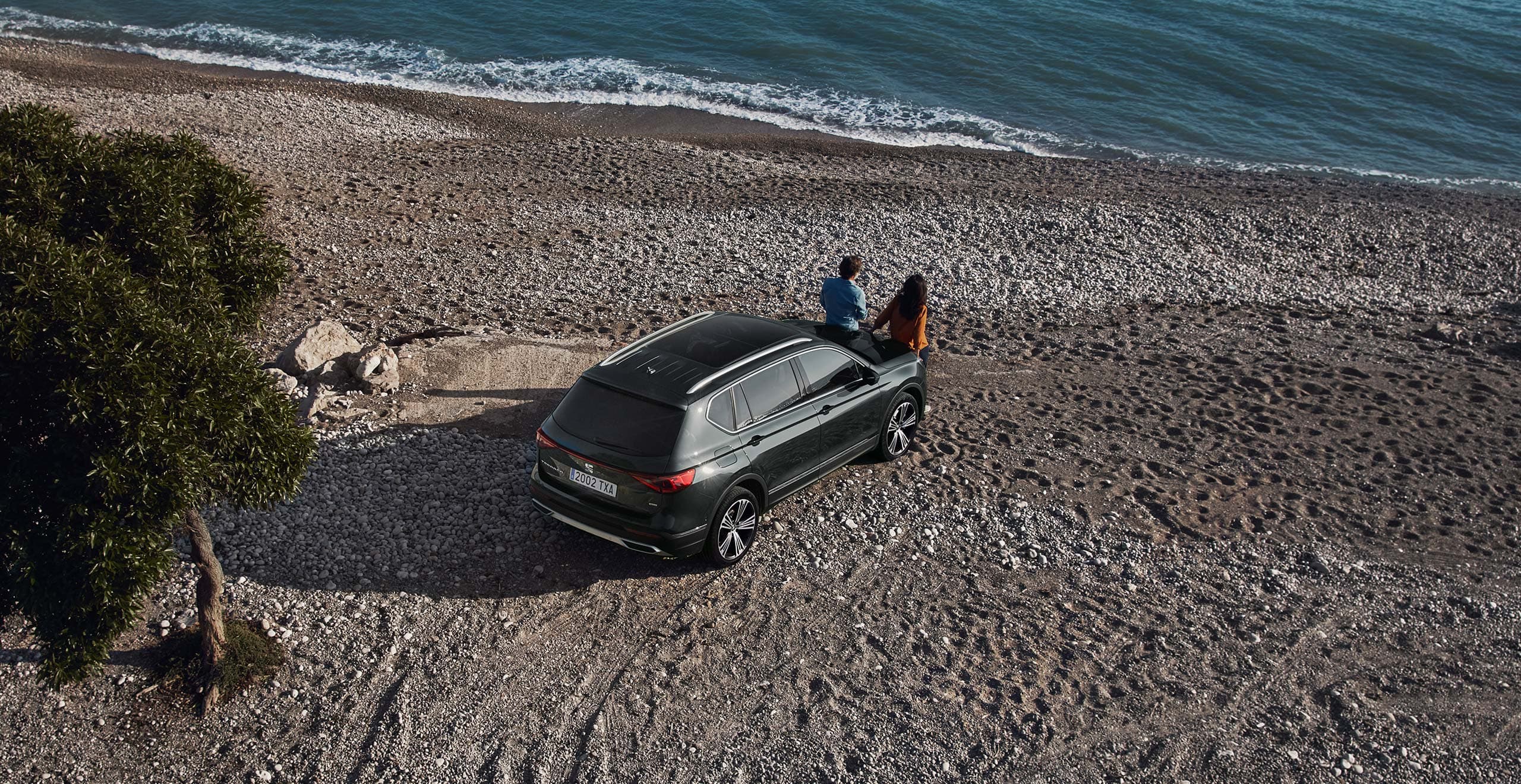 Servizi e manutenzione per vetture nuove SEAT – ragazzo fuori fuoco circondato da fiori con una berlina SEAT Toledo sullo sfondo