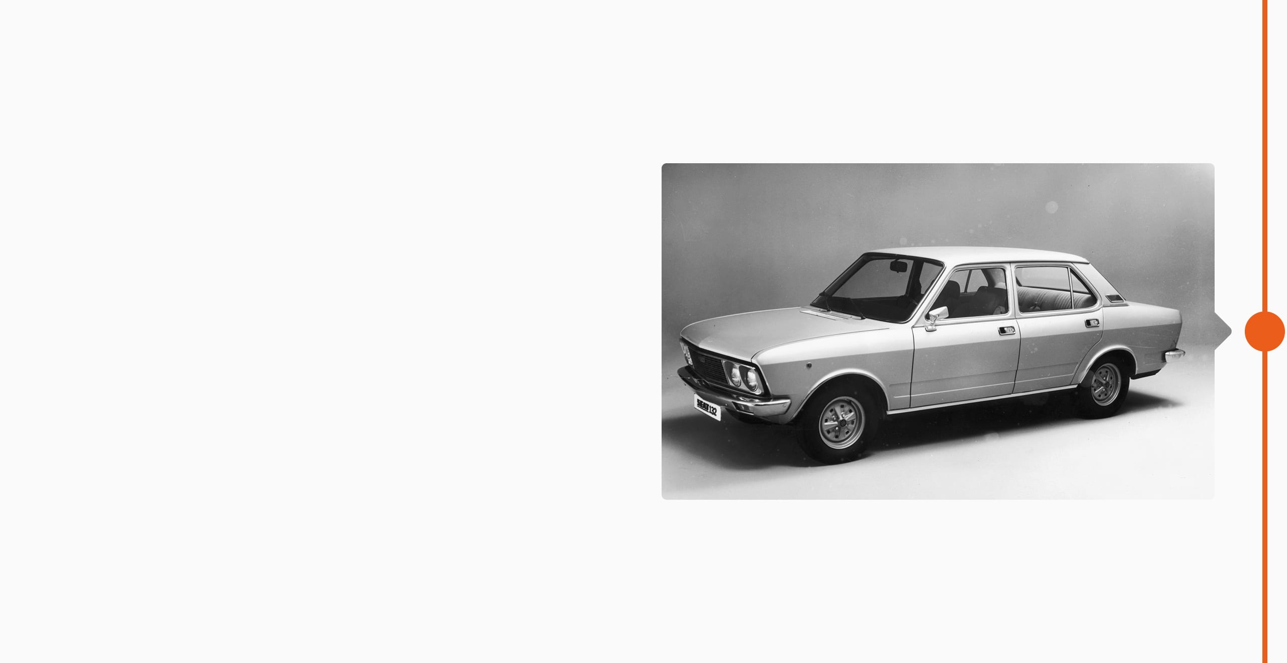 La storia del marchio SEAT: 1973 - Foto in bianco e nero sulla storia delle vetture, SEAT 132 berlina