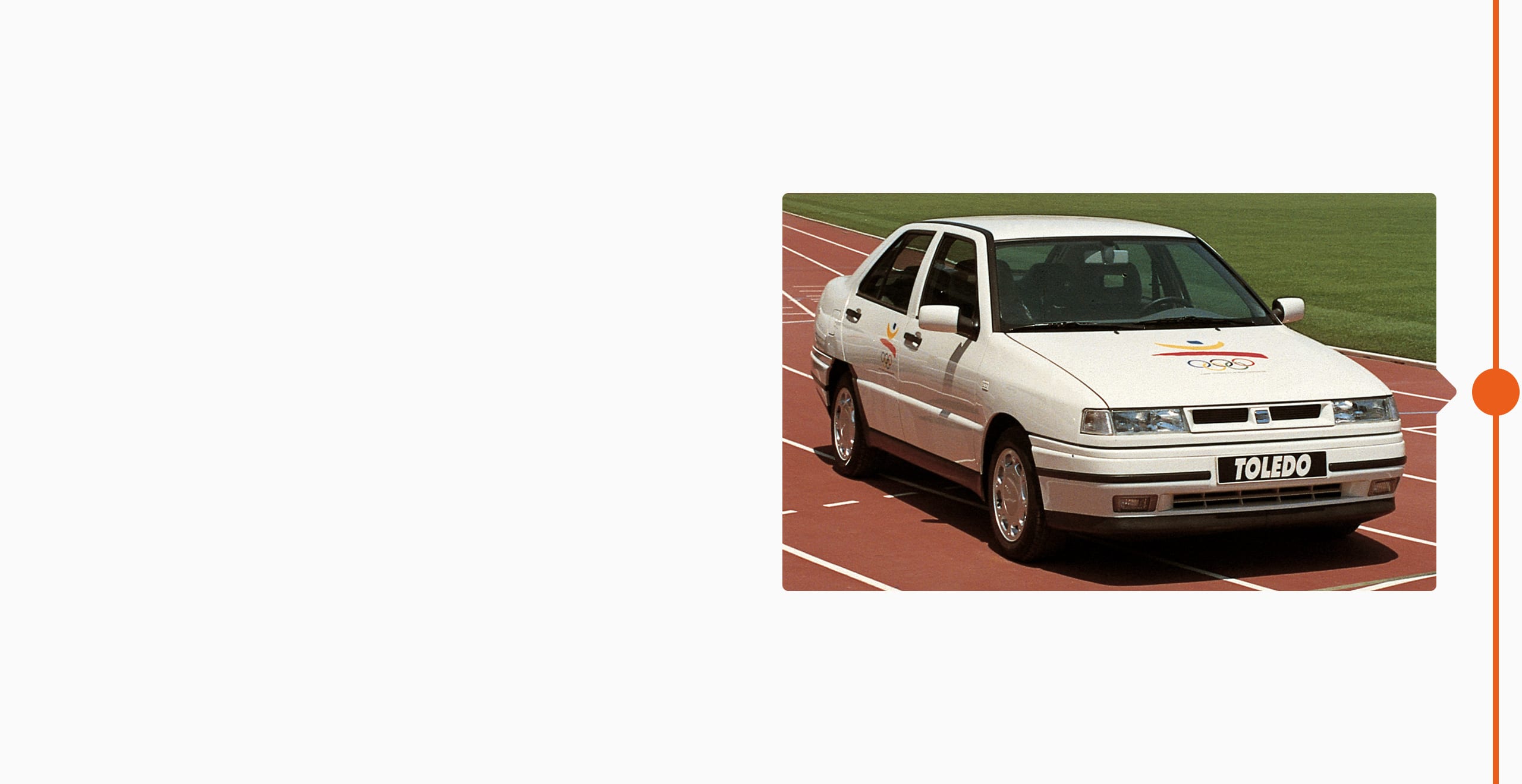 La storia del marchio SEAT: 1992 - Partner ai Giochi Olimpici del 1992, SEAT Toledo su una pista di atletica